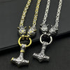 King Chain With Wolf Heads & Mjolnir Pendant - Viking Jewelry - Urcsilver