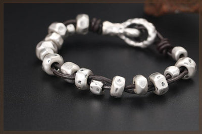 Hand-woven Silver Bead Bracelet - Viking Jewelry - Urcsilver