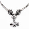 King Chain With Wolf Heads & Mjolnir Pendant - Viking Jewelry - Urcsilver