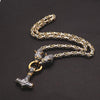 King Chain With Wolf Heads & Mjolnir Pendant - Viking Jewelry - Urcsilver