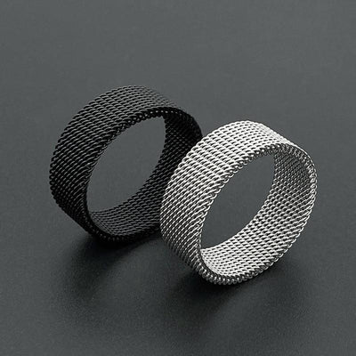 Mesh Tricolor Stainless Steel Biker Ring - Viking Jewelry - Urcsilver