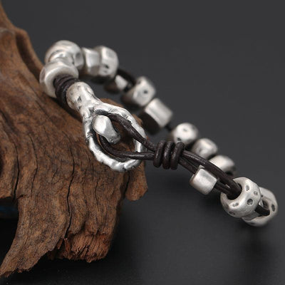 Hand-woven Silver Bead Bracelet - Viking Jewelry - Urcsilver