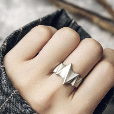 Irregular Frosted ECG Ring - Viking Jewelry - Urcsilver