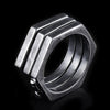 Retro Hexagonal Folding Stainless Steel Men's Ring - Viking Jewelry - Urcsilver