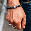 Black Onyx Skull Silver Bracelet