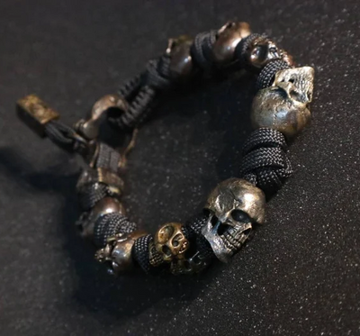 Sterling Silver Skull Army Premium Paracord Bracelet