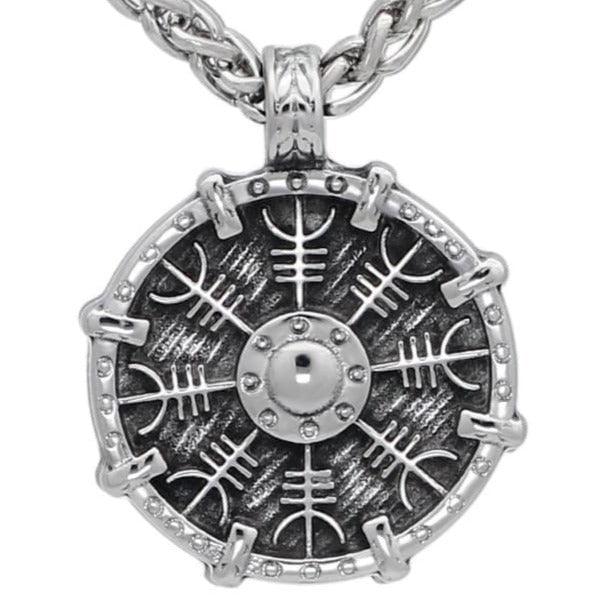 Helm of Awe Shield Necklace - Viking Jewelry - Urcsilver